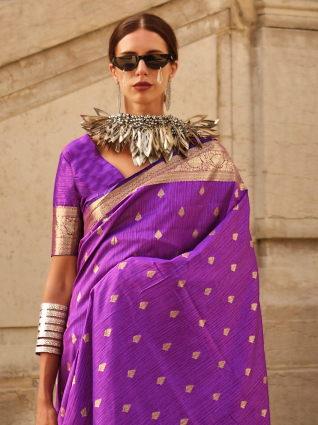 Purple Silk Saree - Image 3