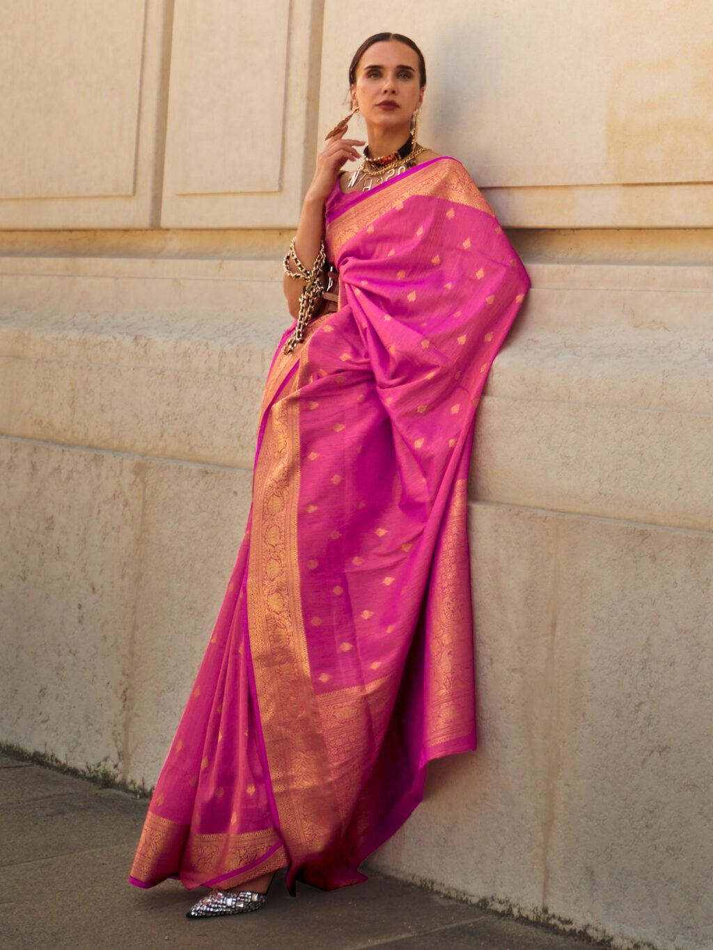 Image of Pink Silk Saree