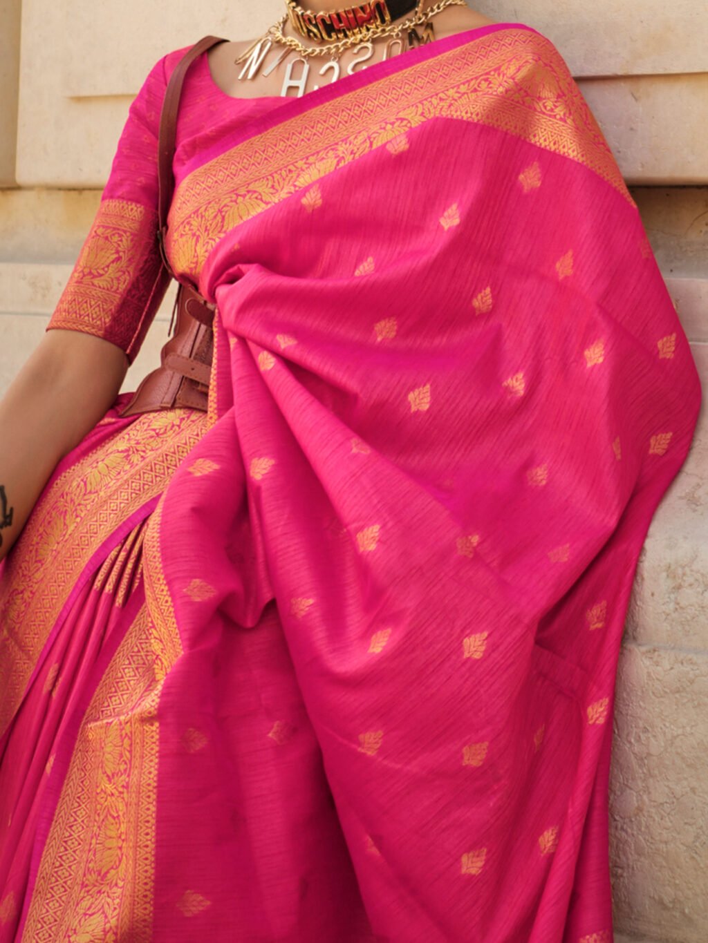 Pink Silk Saree - Image 4