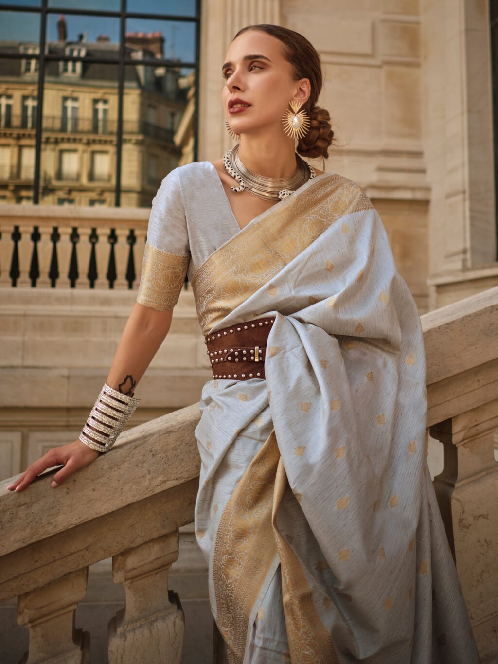 showcasing the beauty and craftsmanship of Party Wear Saree.