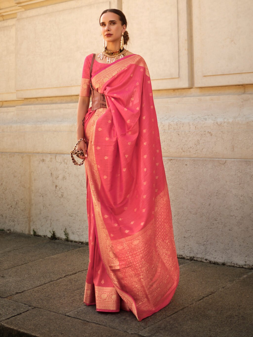 Image of Pink Silk Saree