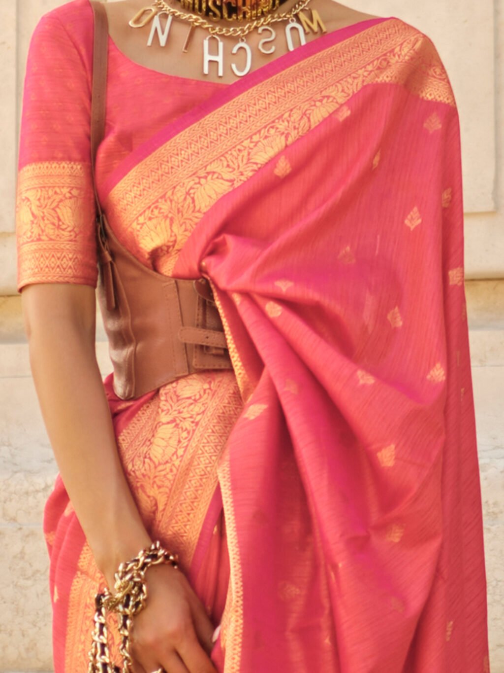 Pink Silk Saree - Image 4