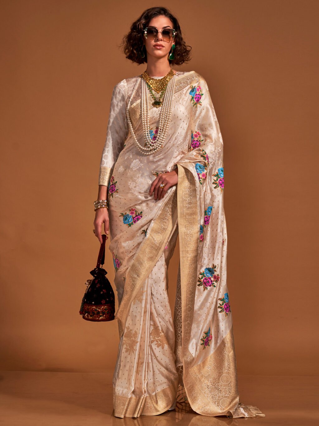 Image of Cream Silk Saree