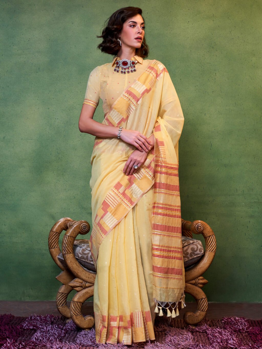 Image of Yellow Silk Saree