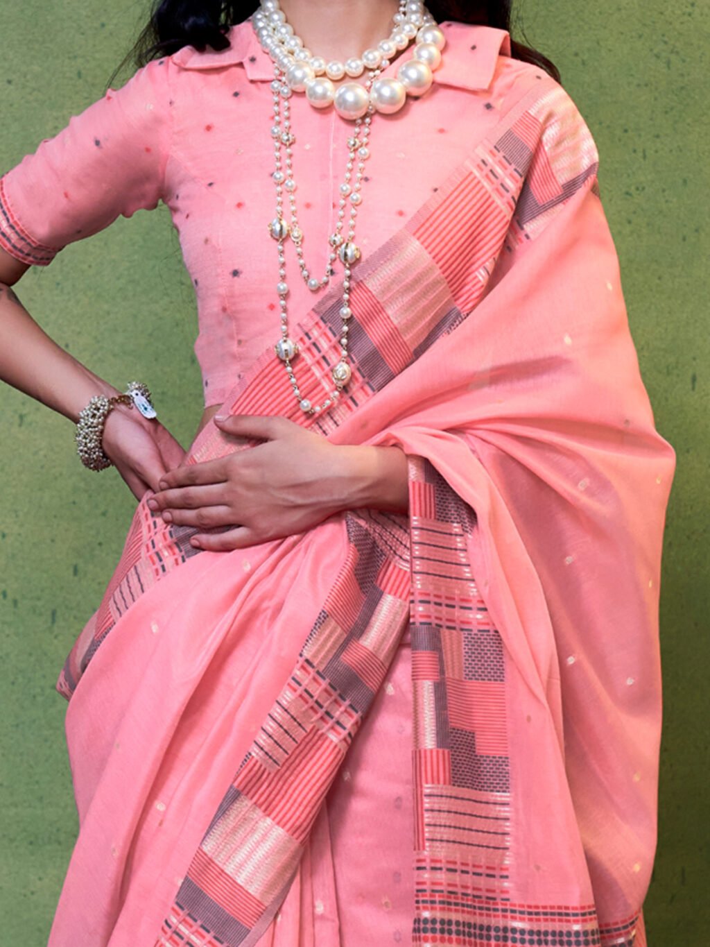 Pink Silk Saree - Image 4