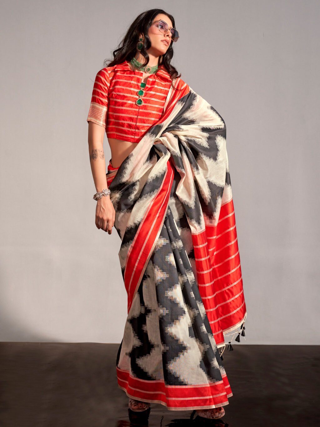 Image of Cream Silk Saree
