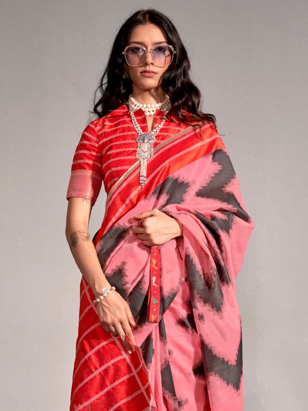 Pink Silk Saree - Image 3