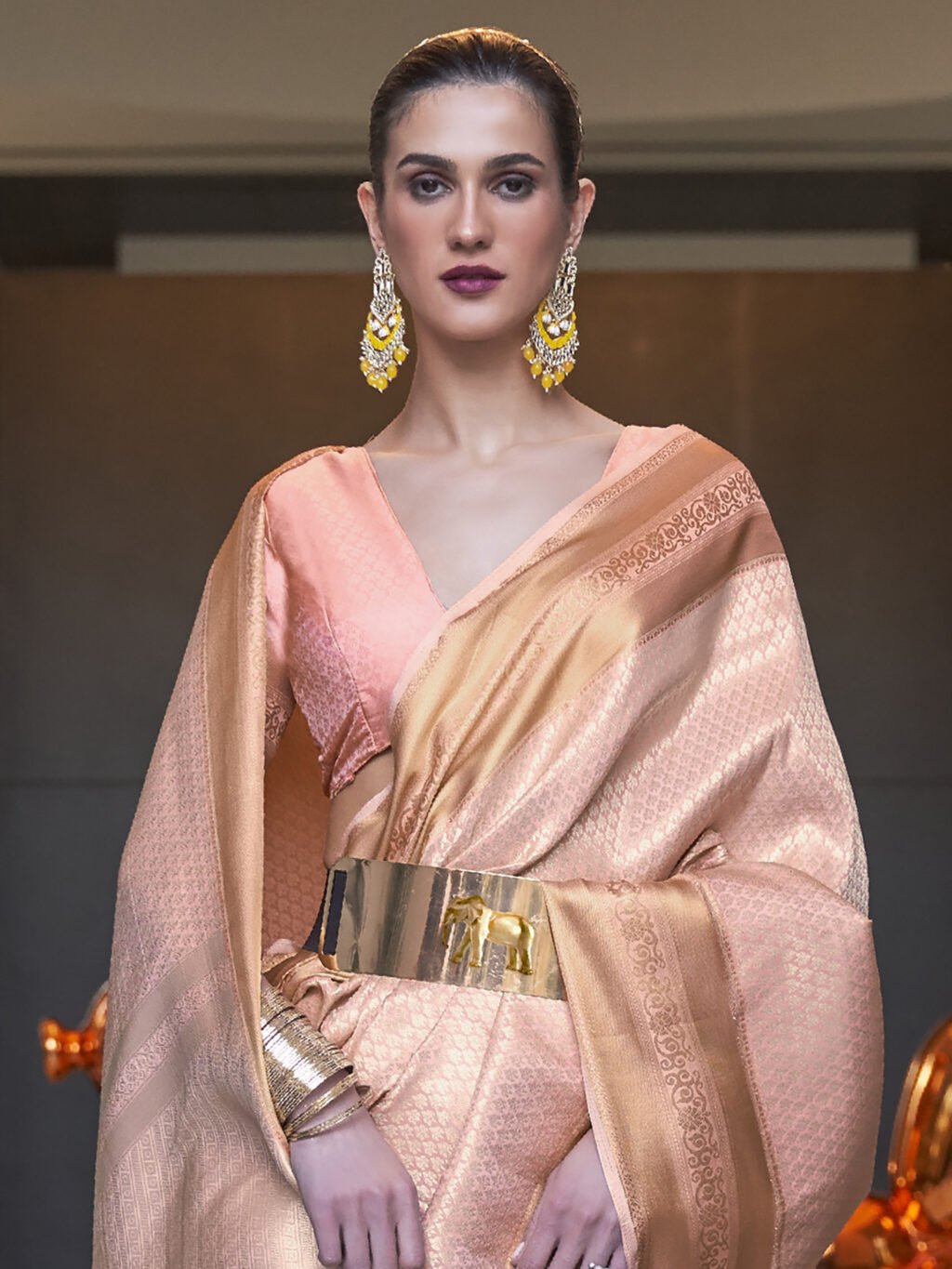 Peach Silk Saree - Image 3