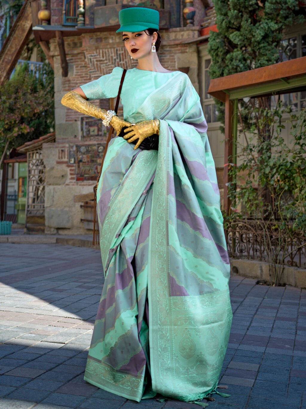 Image of Sea Green Silk Saree