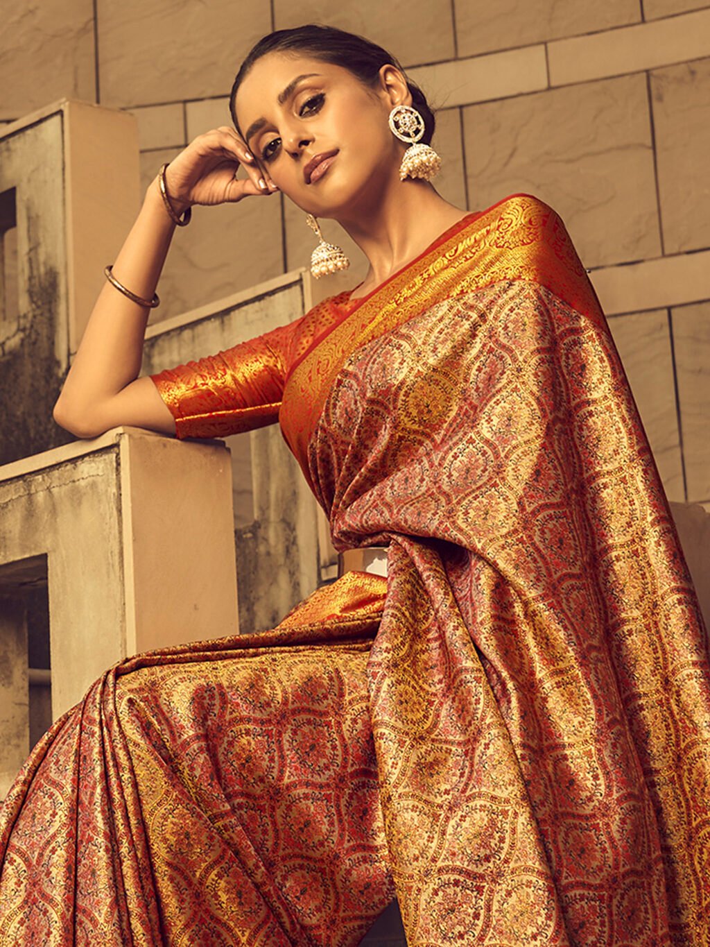 Beige Silk Saree - Image 4