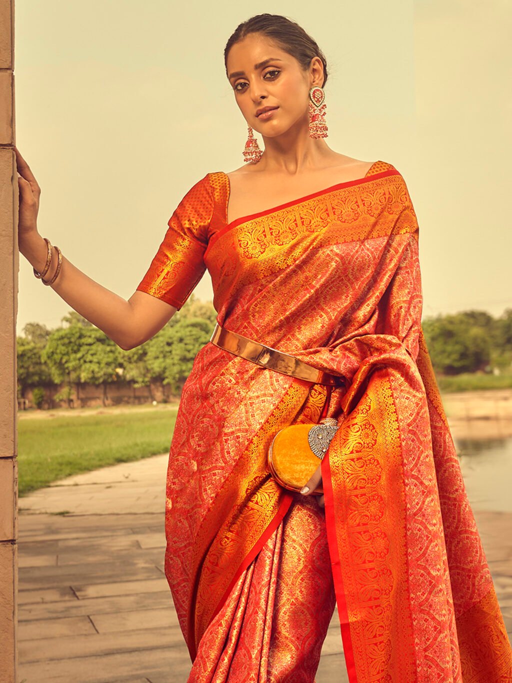 Peach Silk Saree - Image 3