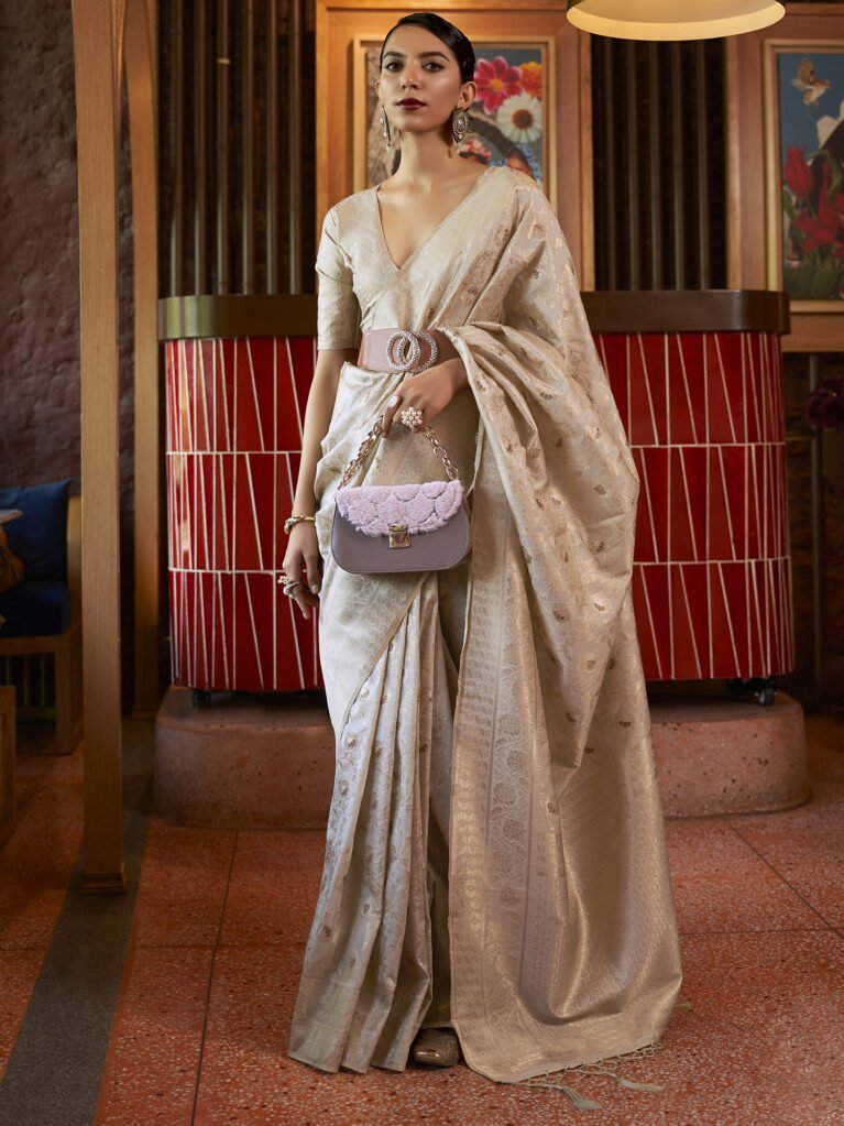 Image of Cream Silk Saree