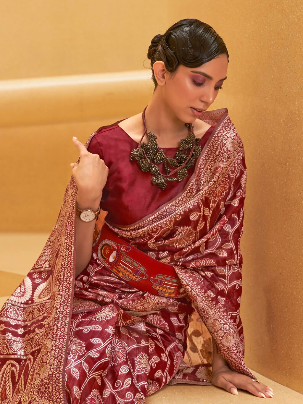 showcasing the beauty and craftsmanship of Designer Saree.