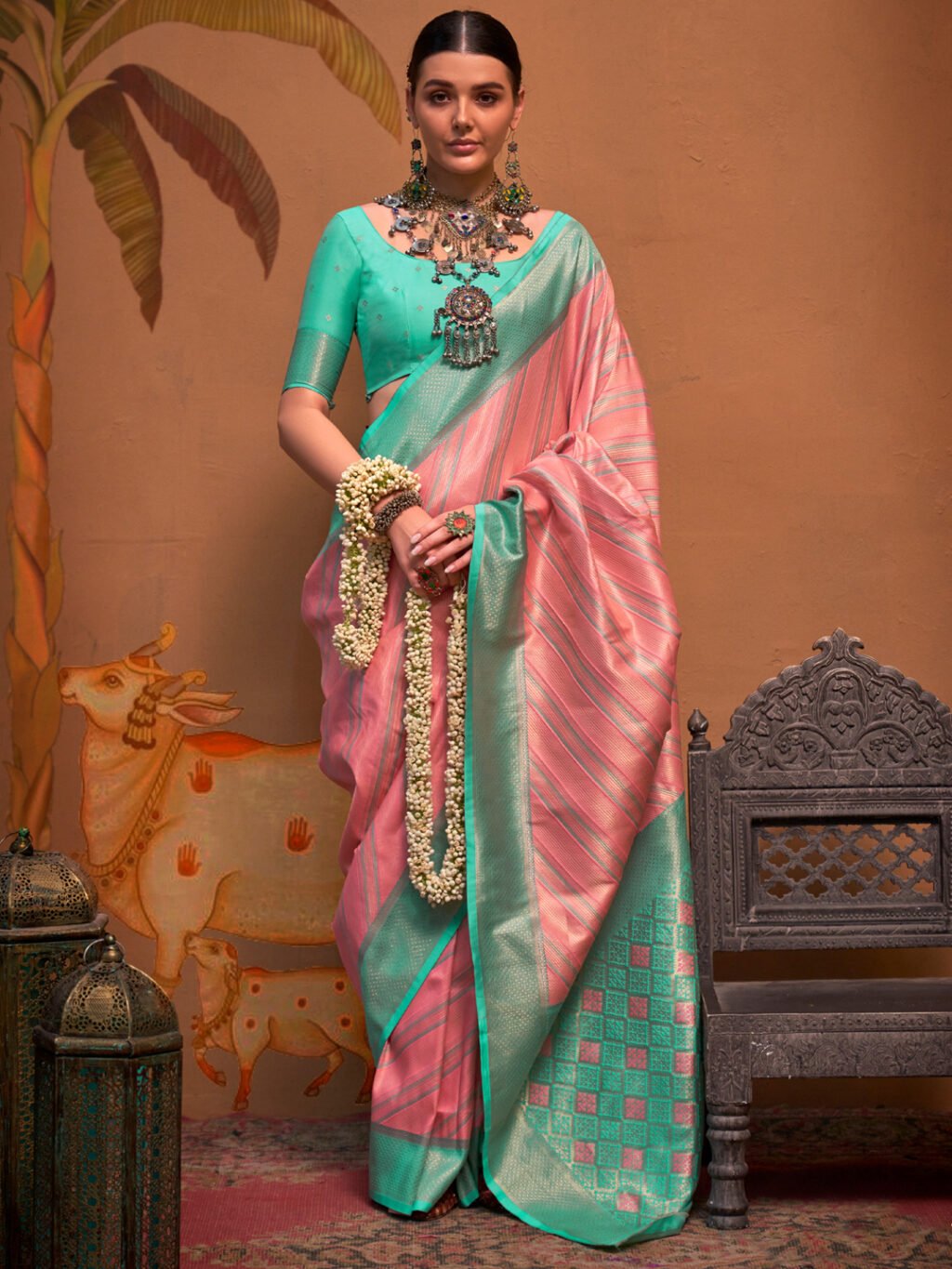Image of Pink Silk Saree
