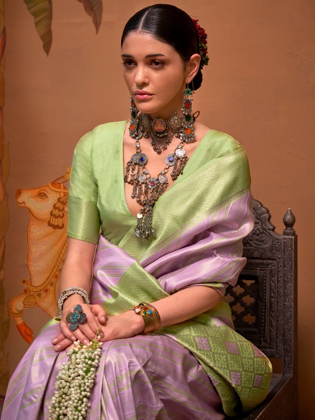 Lavendar Silk Saree - Image 3