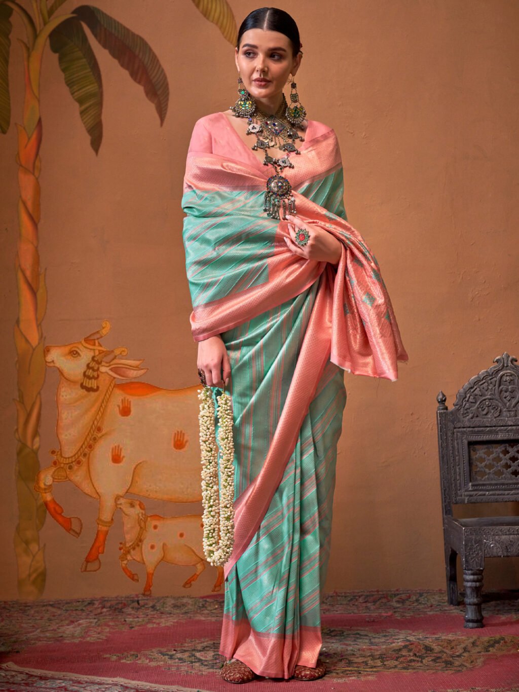 showcasing the beauty and craftsmanship of Party Wear Saree.