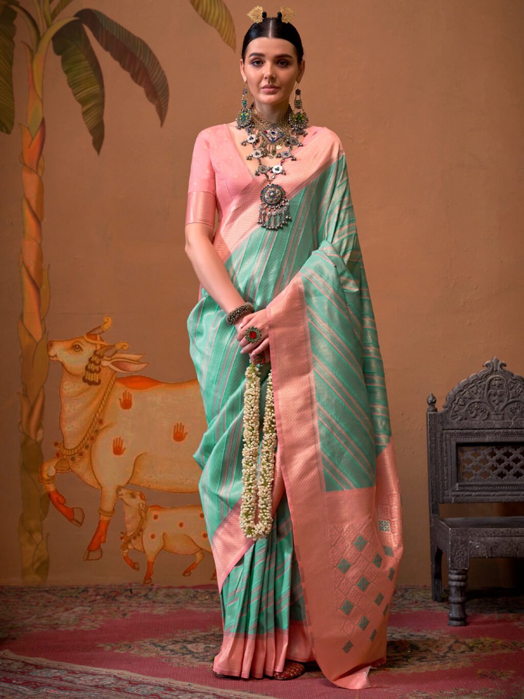 Image of Light Blue Silk Saree