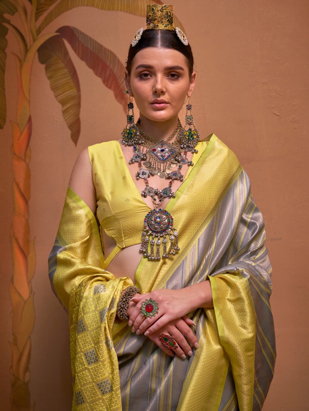 Grey Silk Saree - Image 3