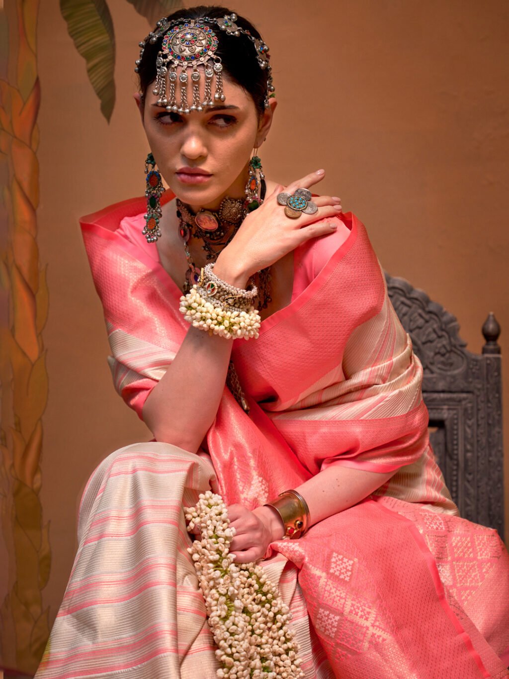 Cream Silk Saree - Image 3