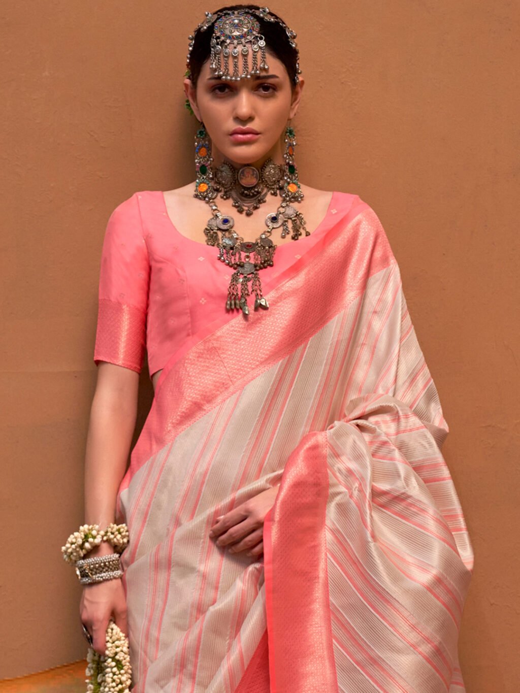 Cream Silk Saree - Image 4