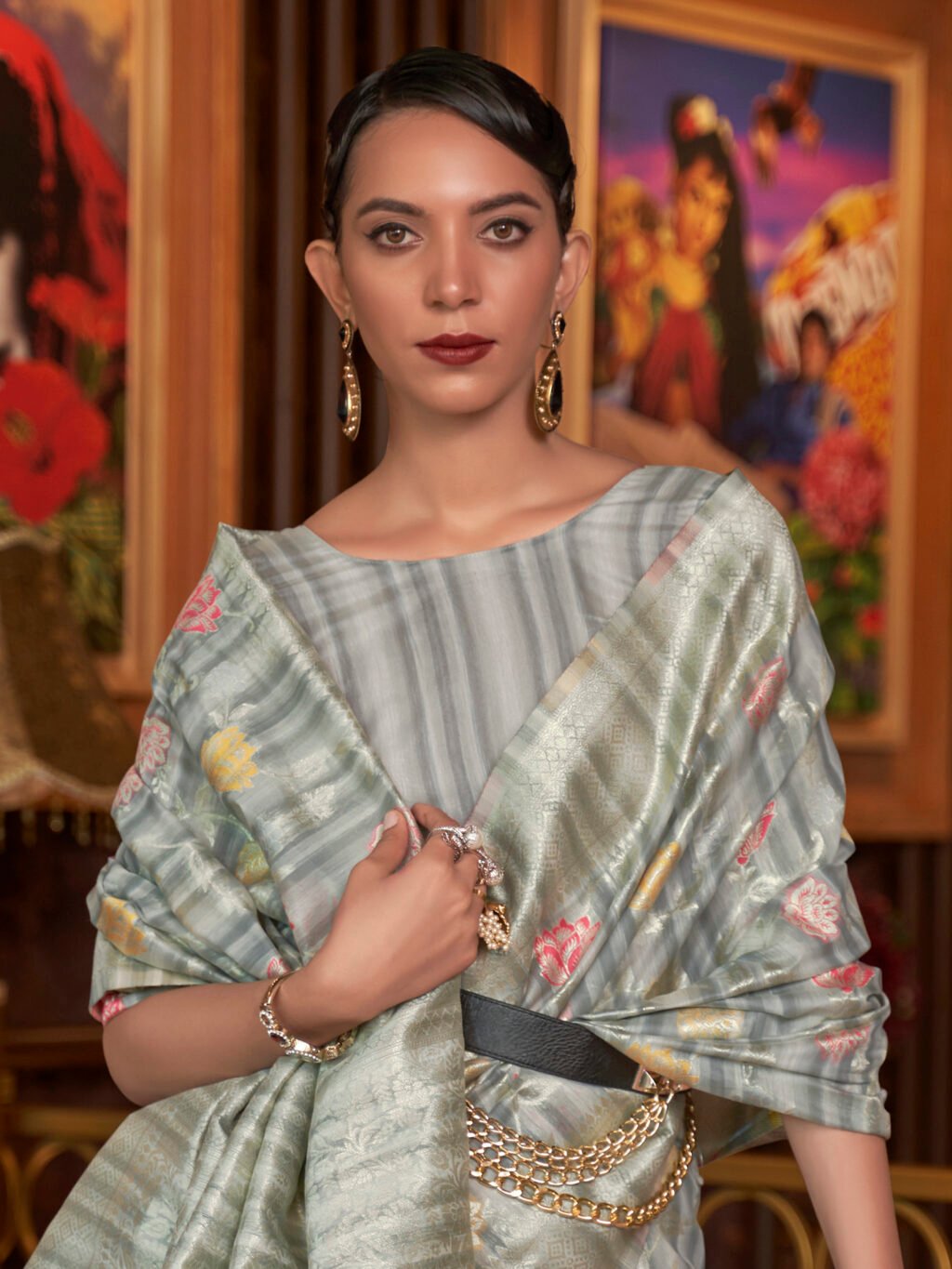 showcasing the beauty and craftsmanship of Party Wear Saree.