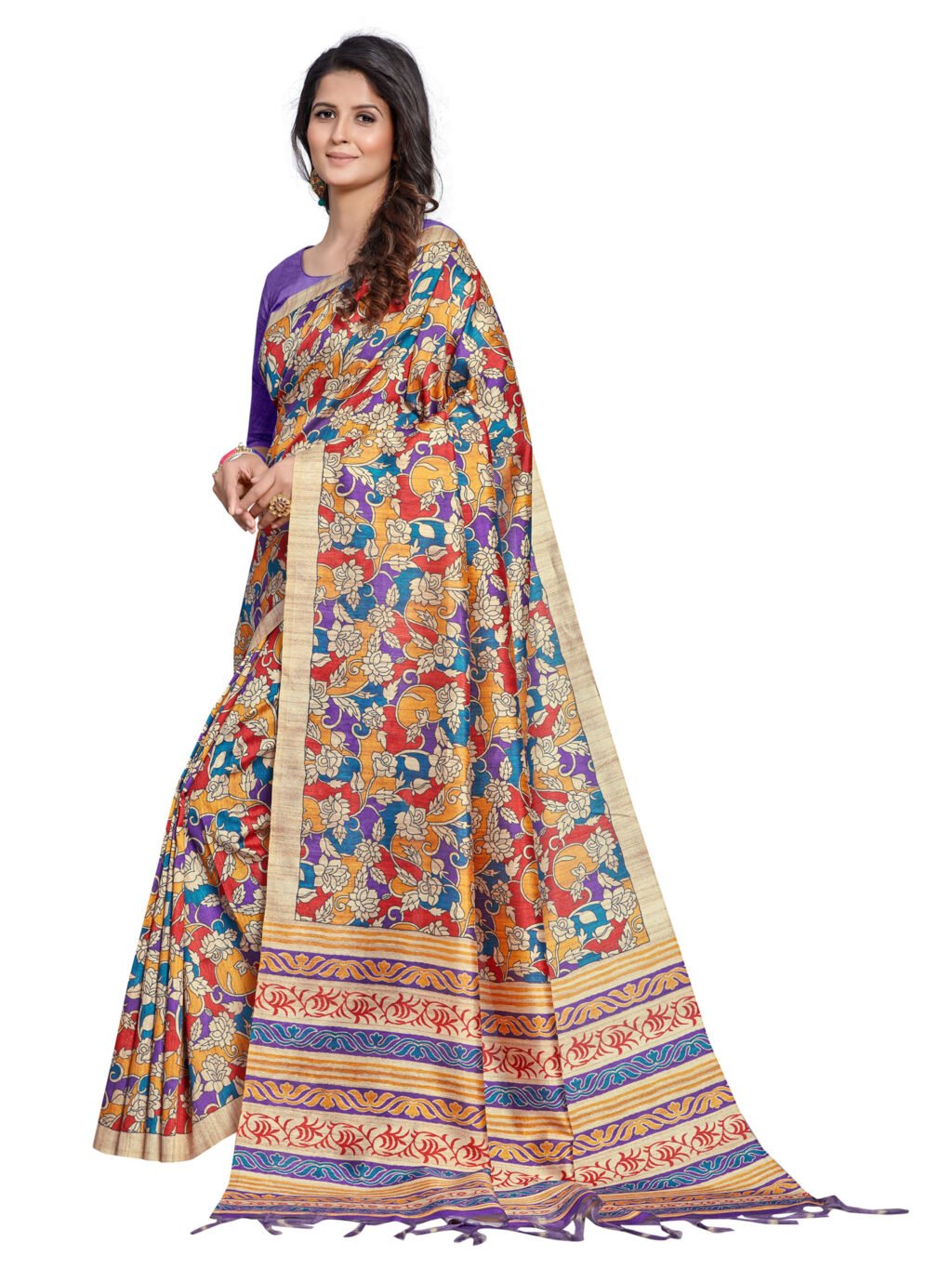 Image of Multicolored Silk Saree