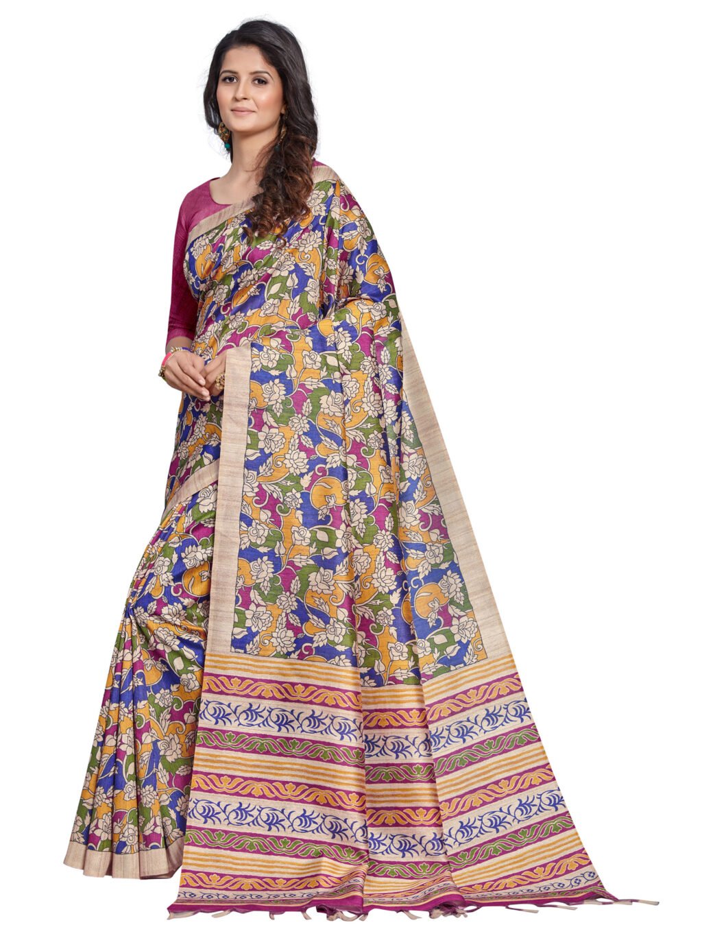 Image of Multicolored Silk Saree