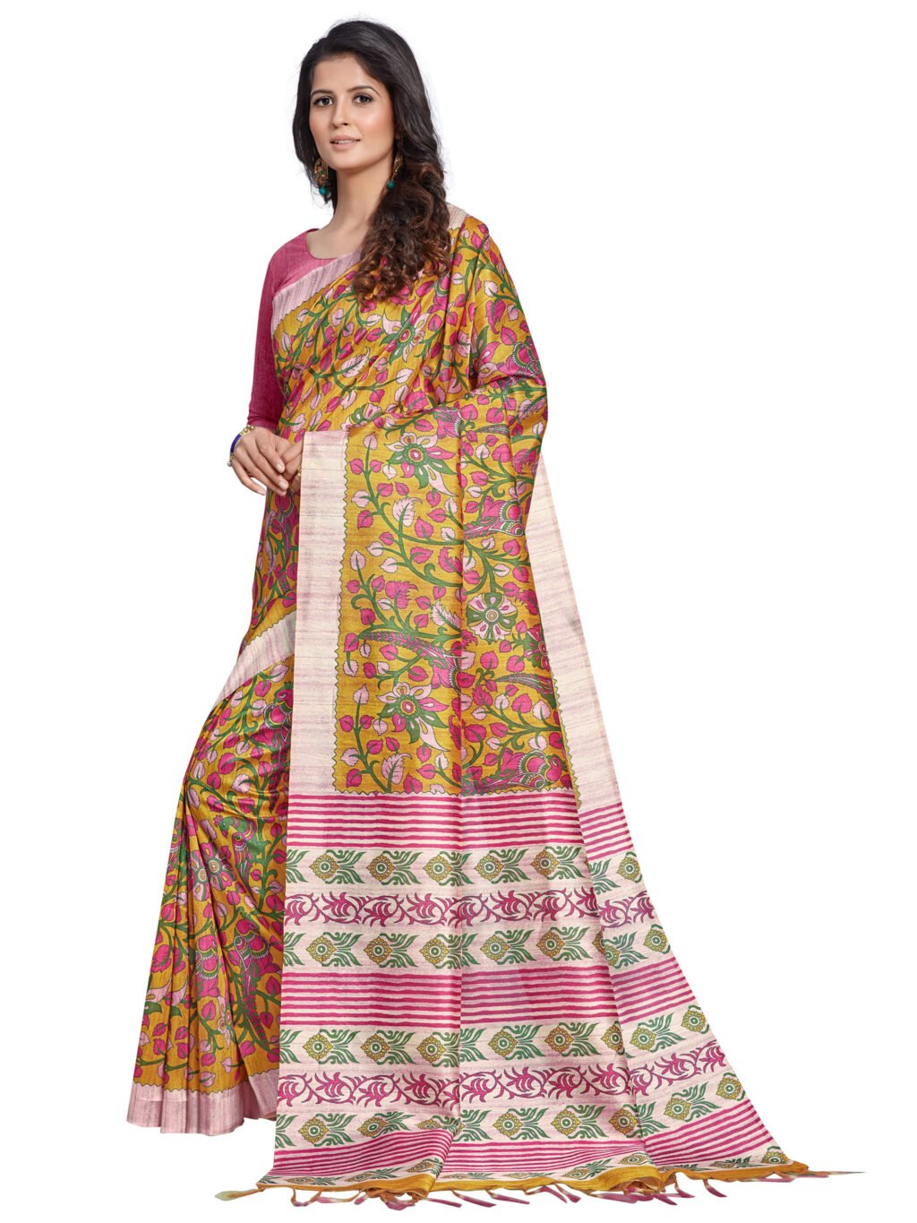 Image of Yellow Silk Saree