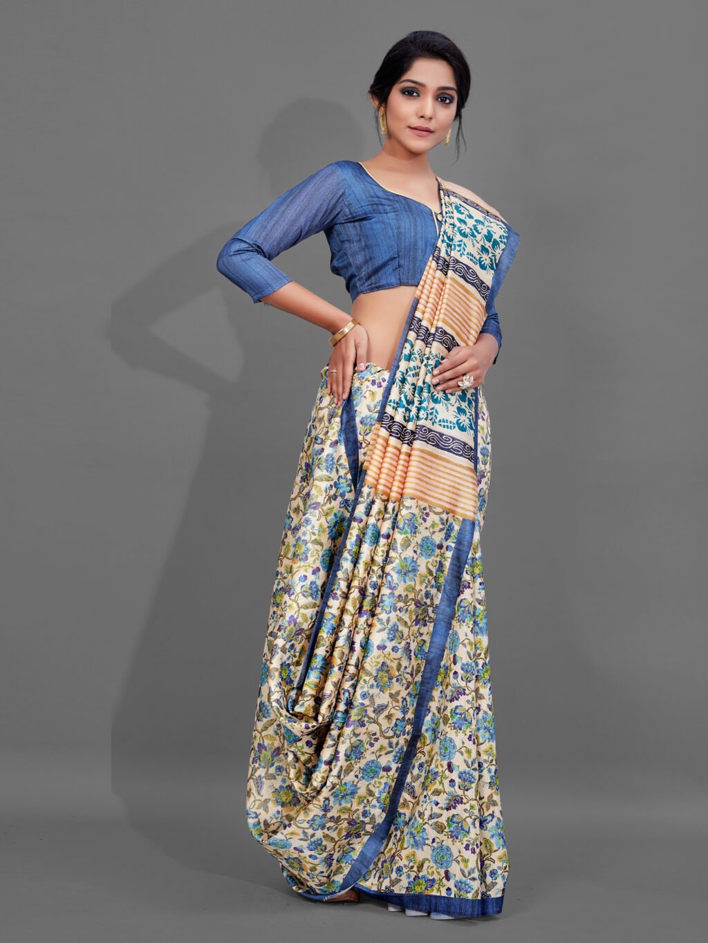 Image of Cream Silk Saree