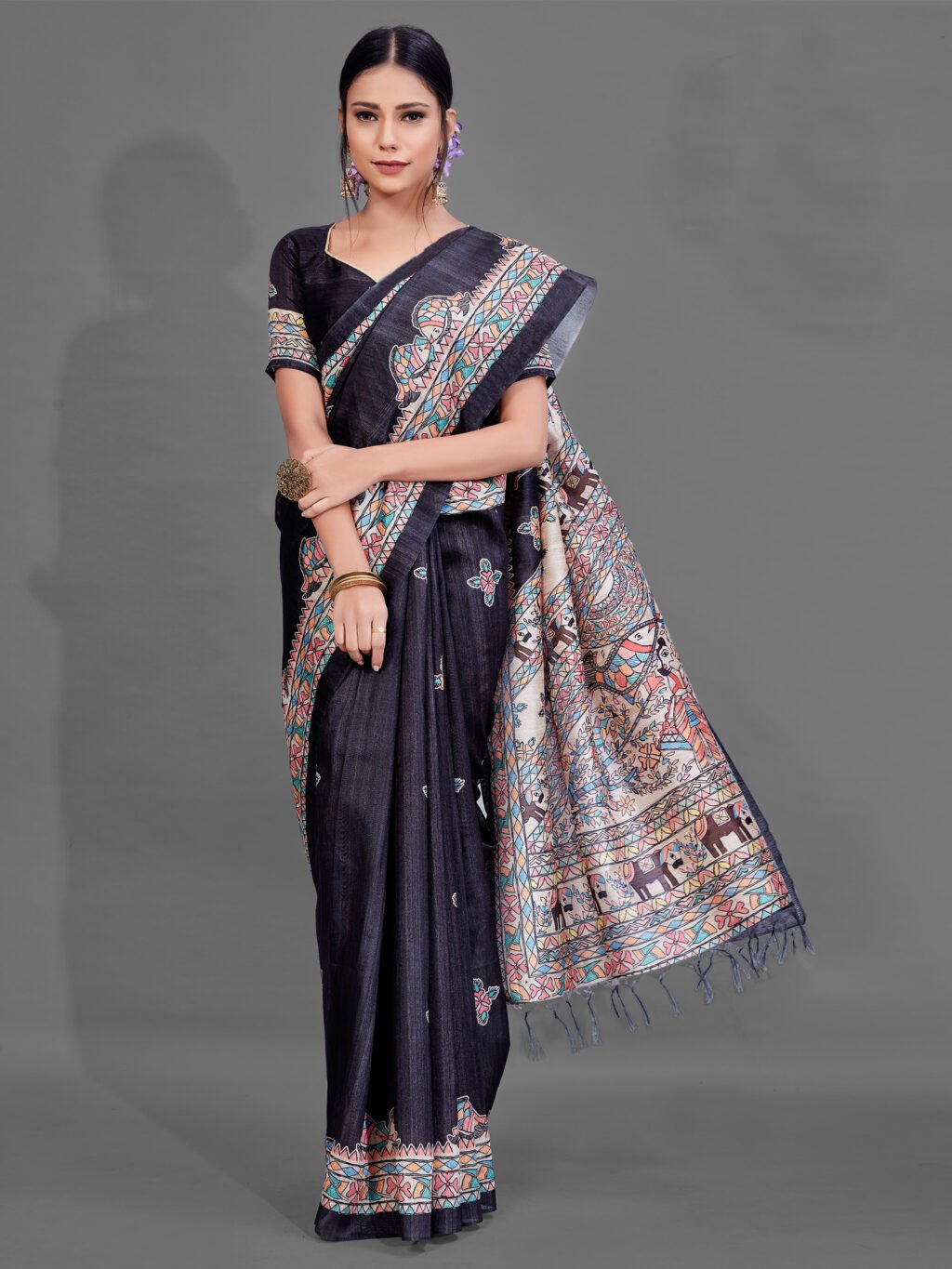 Image of Black Silk Saree