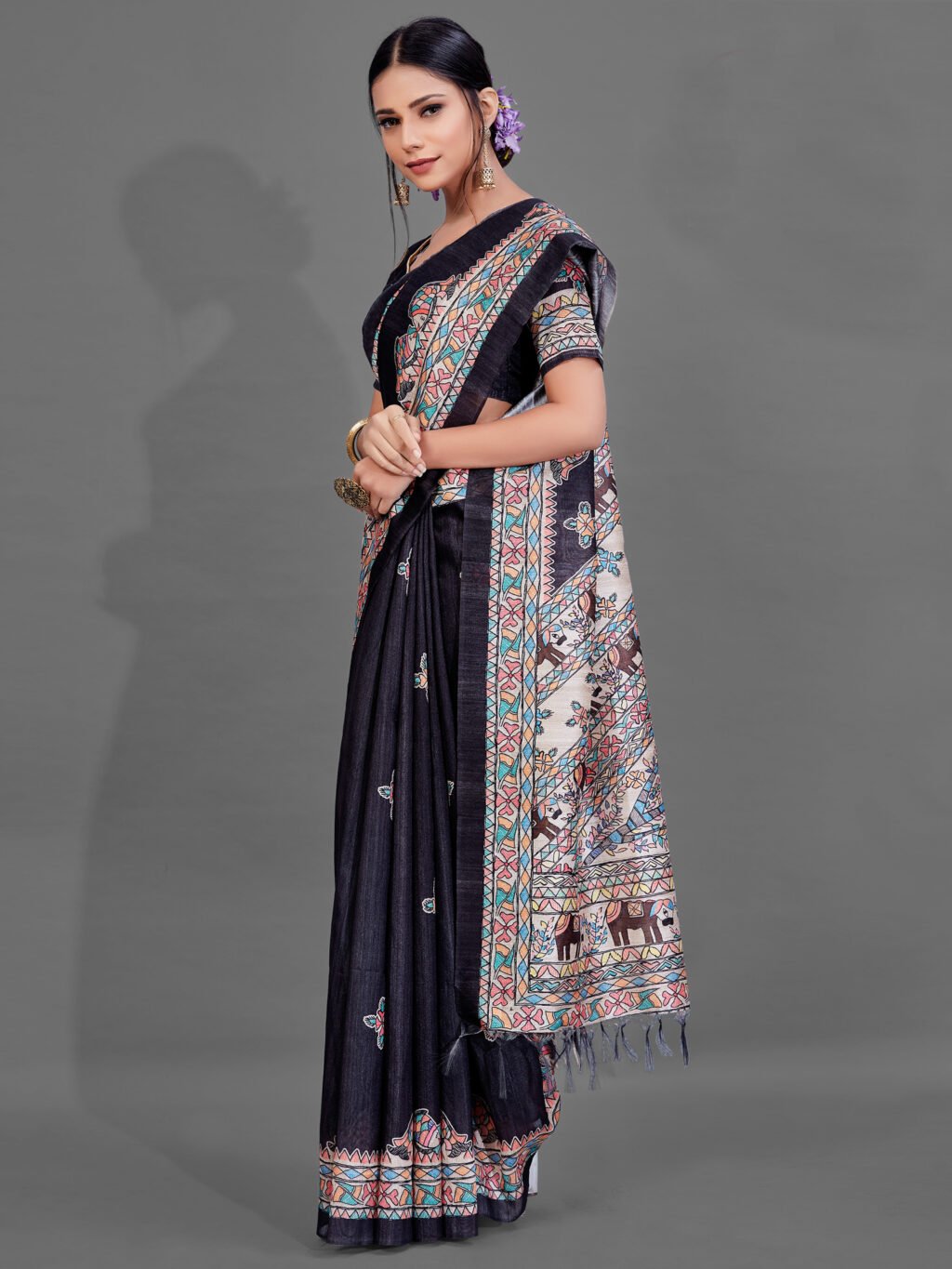Black Silk Saree - Image 3