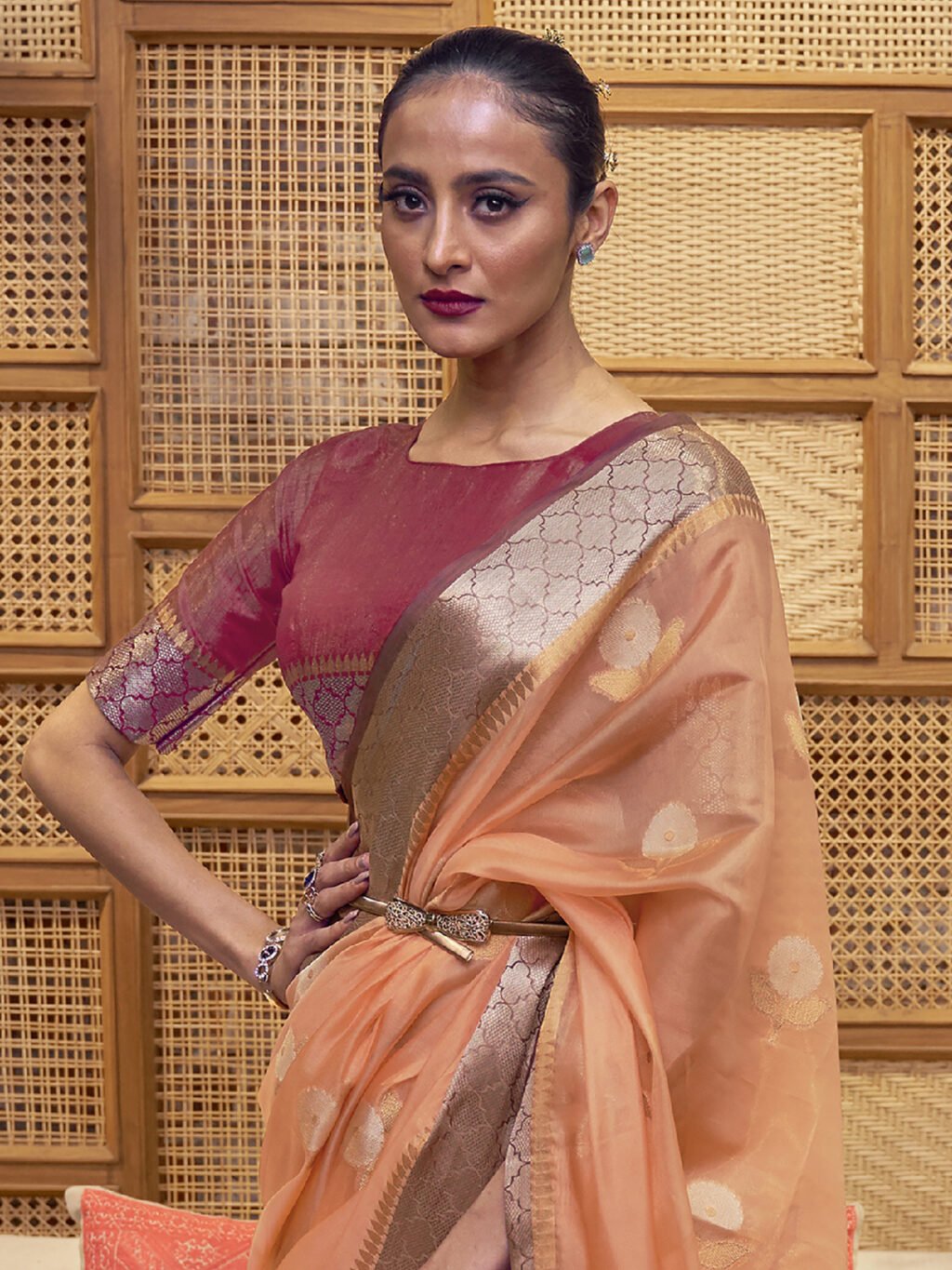 Peach Saree - Image 3