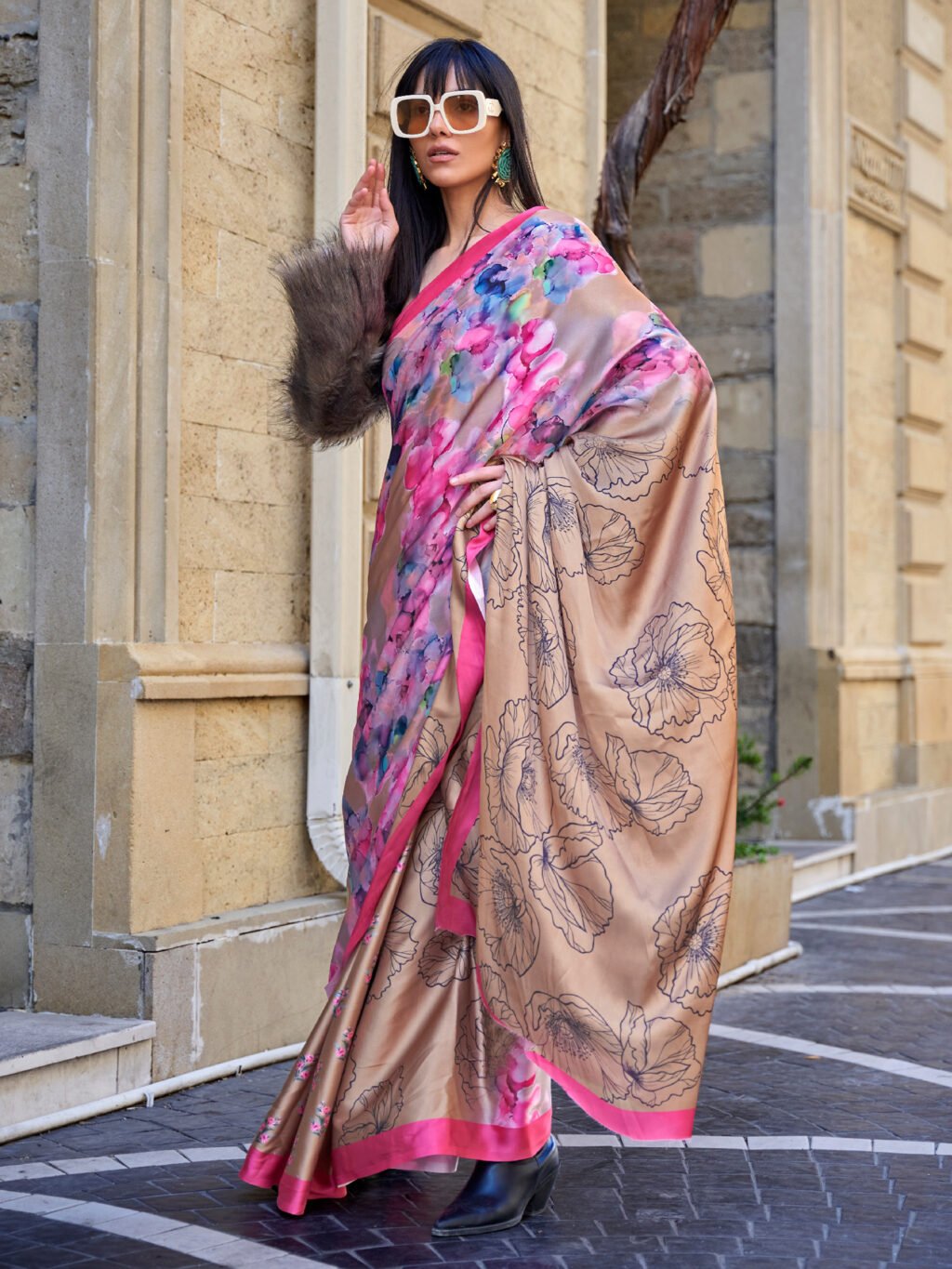 Image of Cream Silk Saree