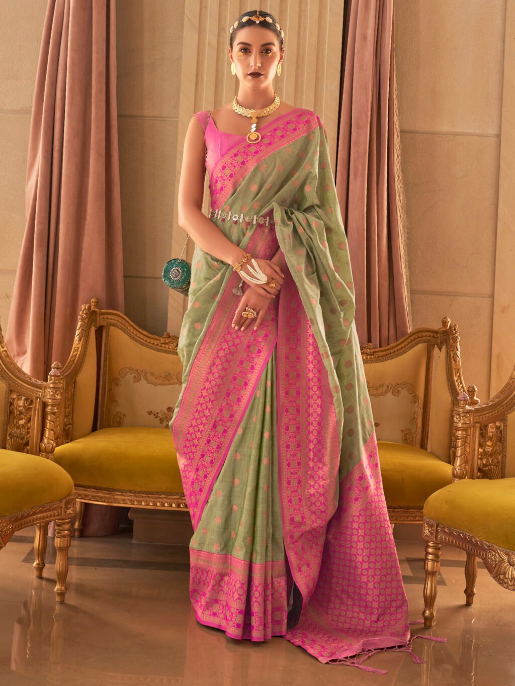 Image of Green Silk Saree