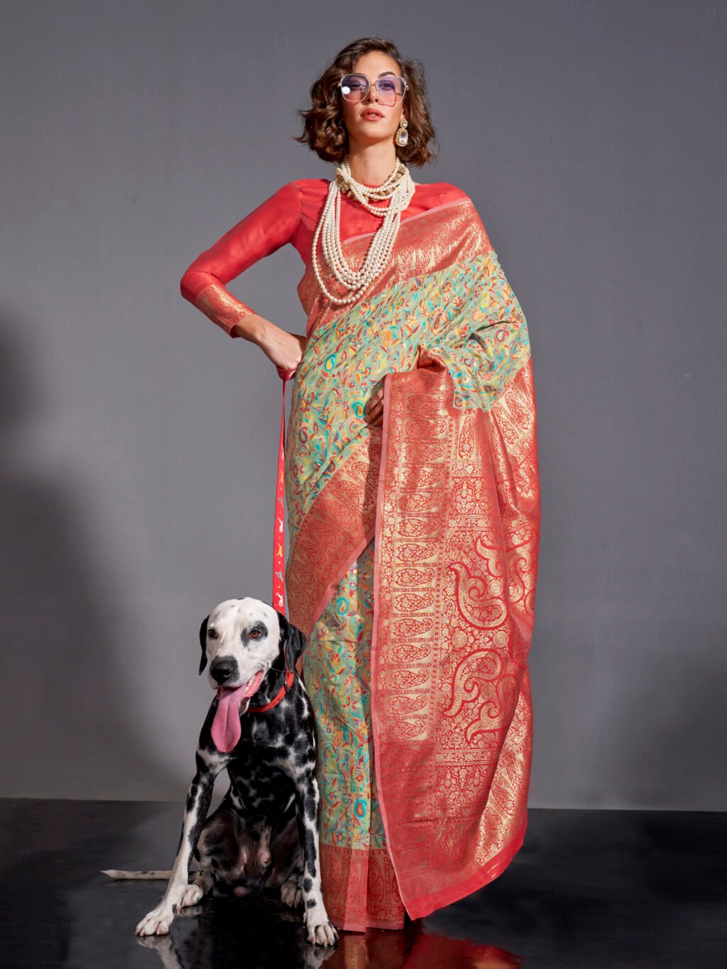 Image of Sea Green Silk Saree