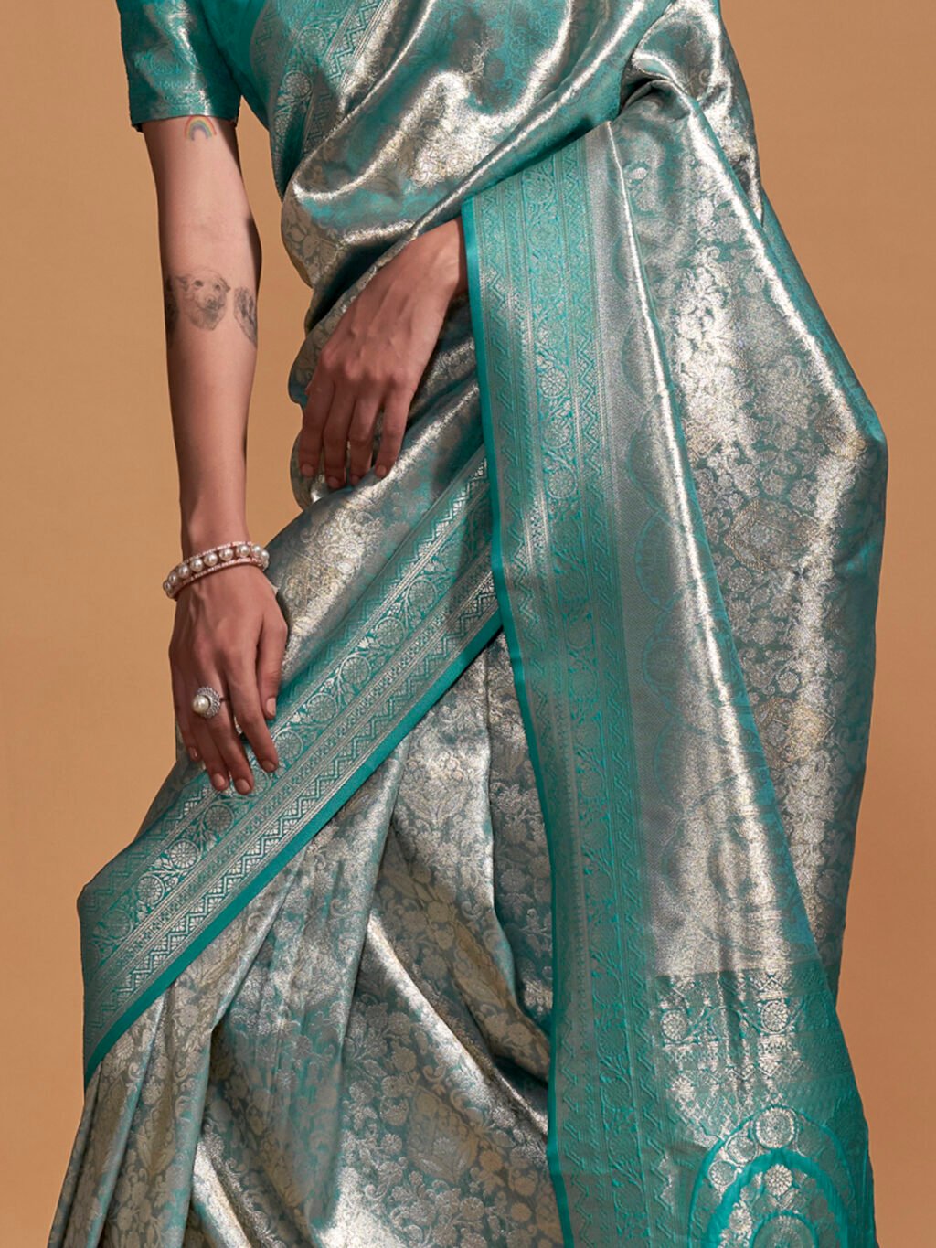 Light Blue Silk Saree - Image 3