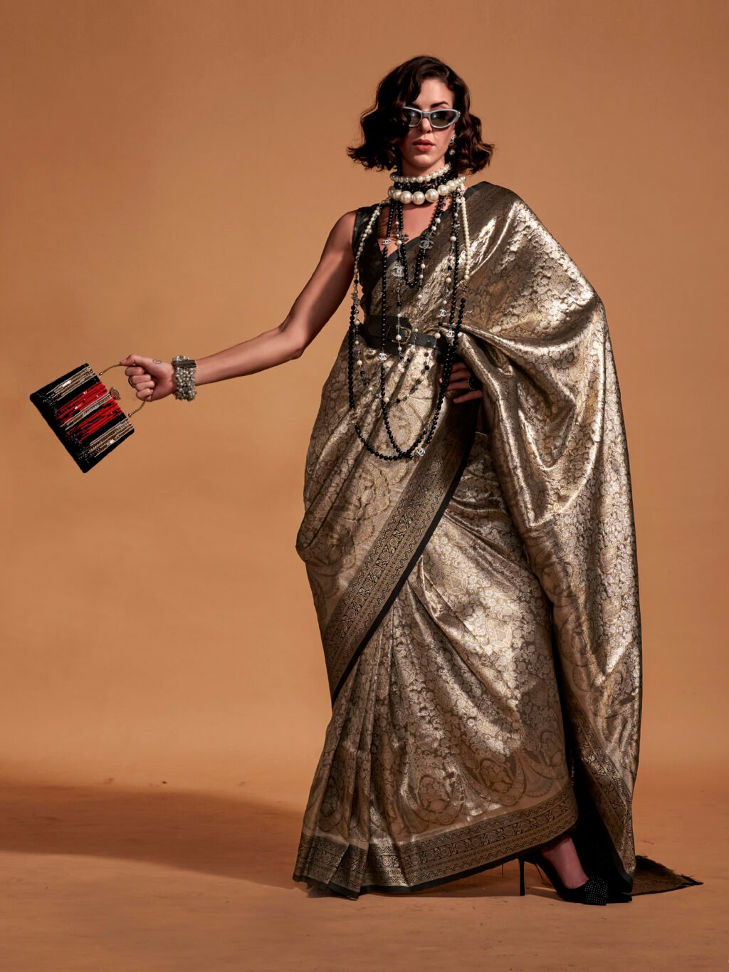 Image of Olive Silk Saree