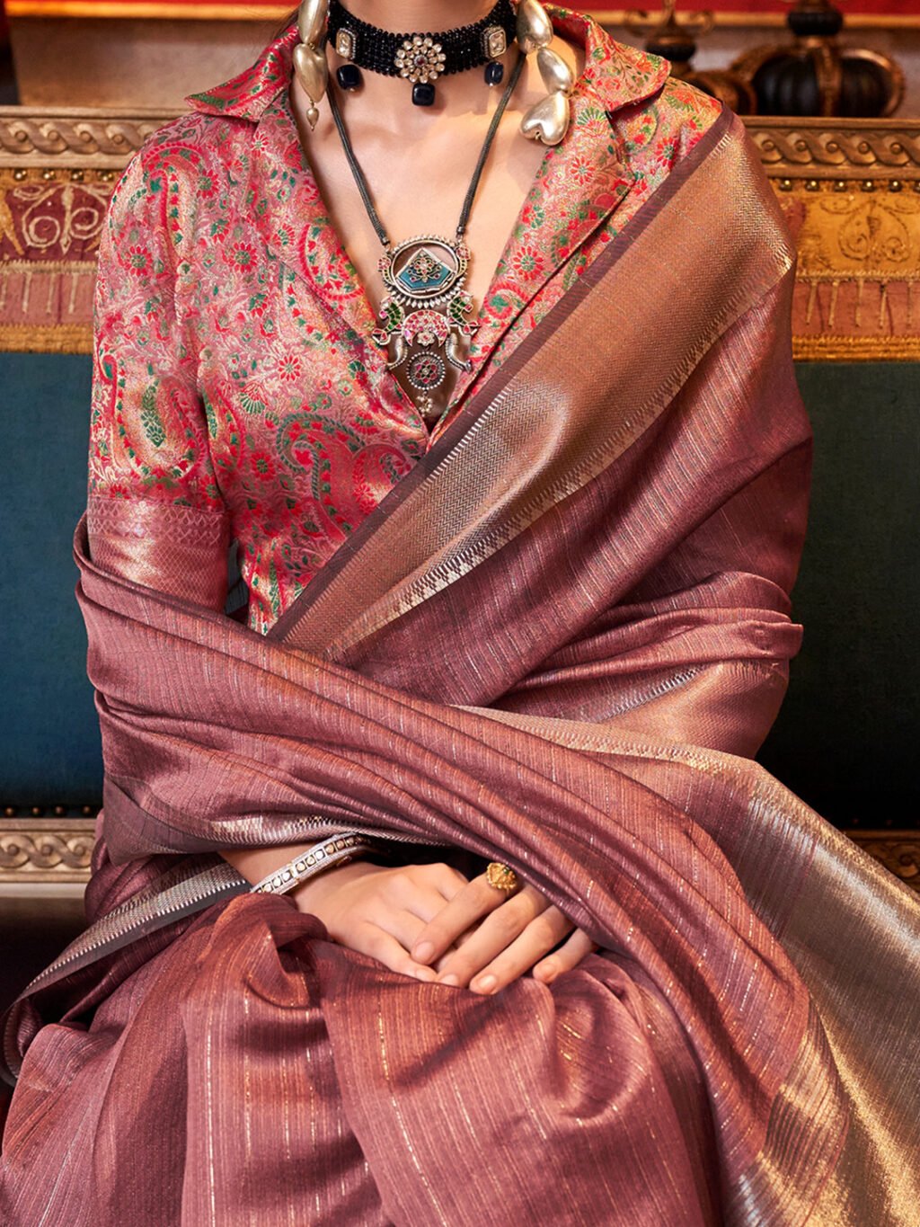 Brown Chiffon Saree - Image 4