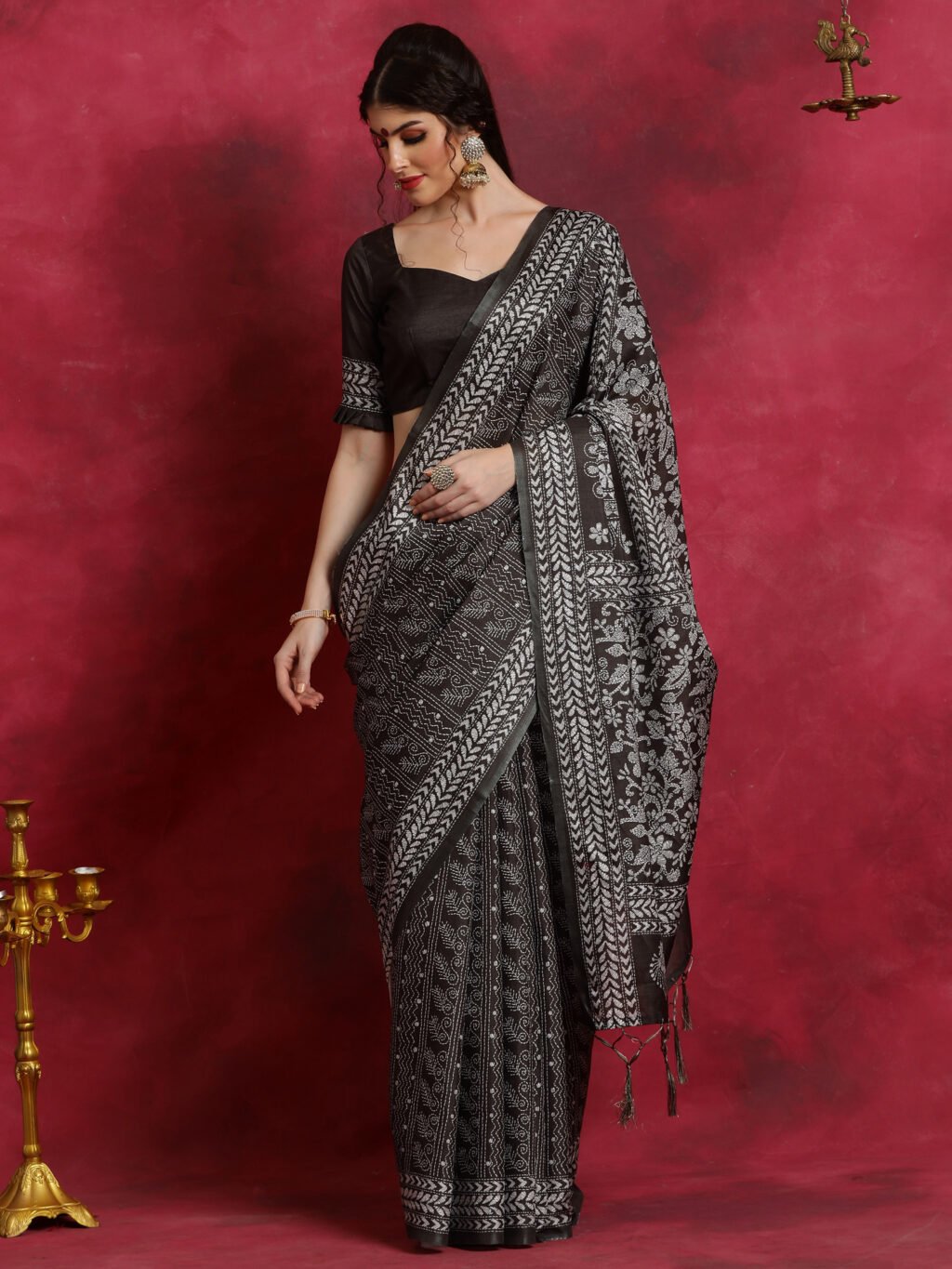 Image of Black Chiffon Saree