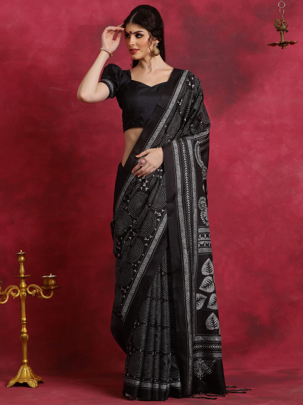 Image of Black Chiffon Saree