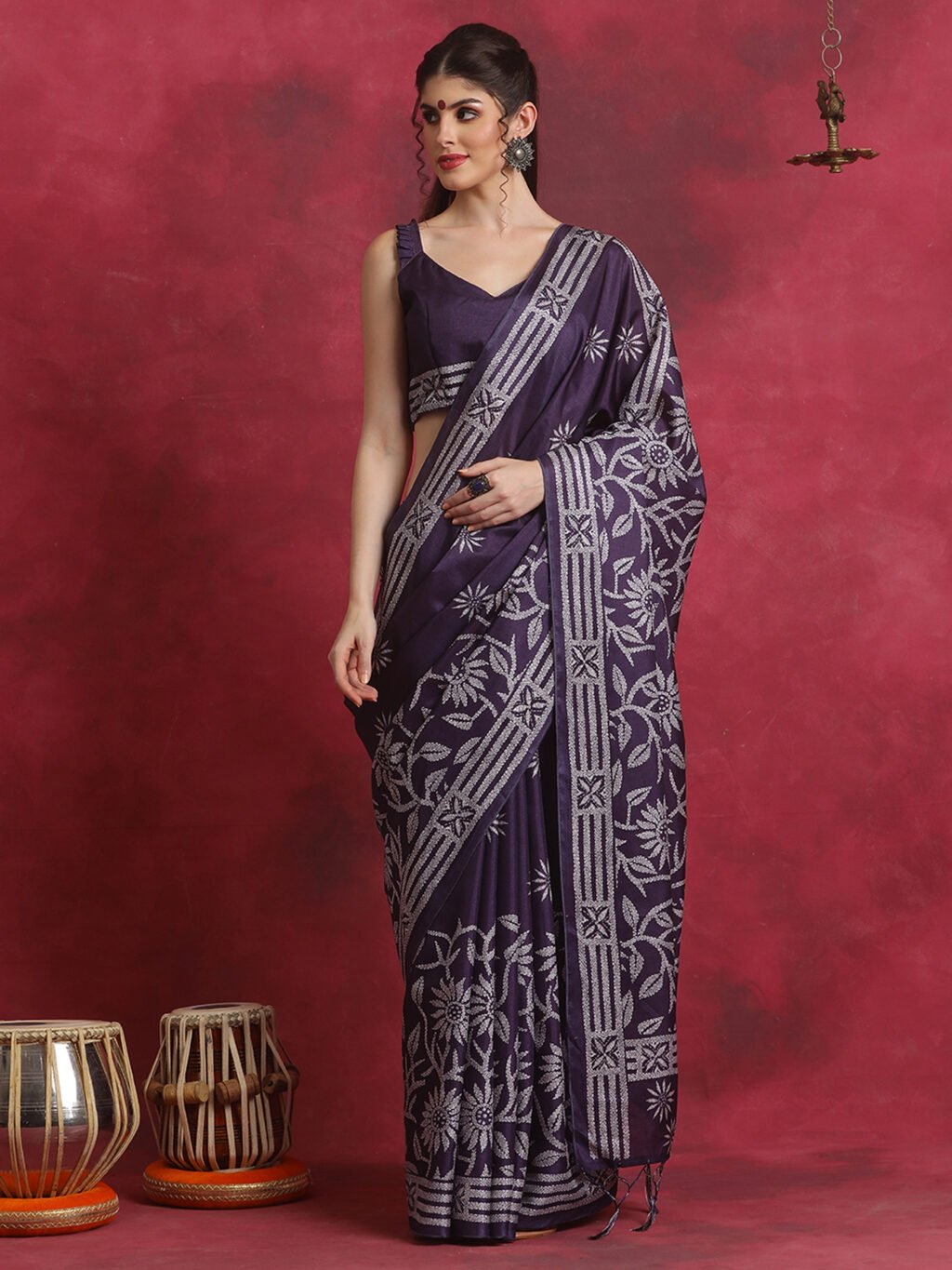 Image of Purple Chiffon Saree