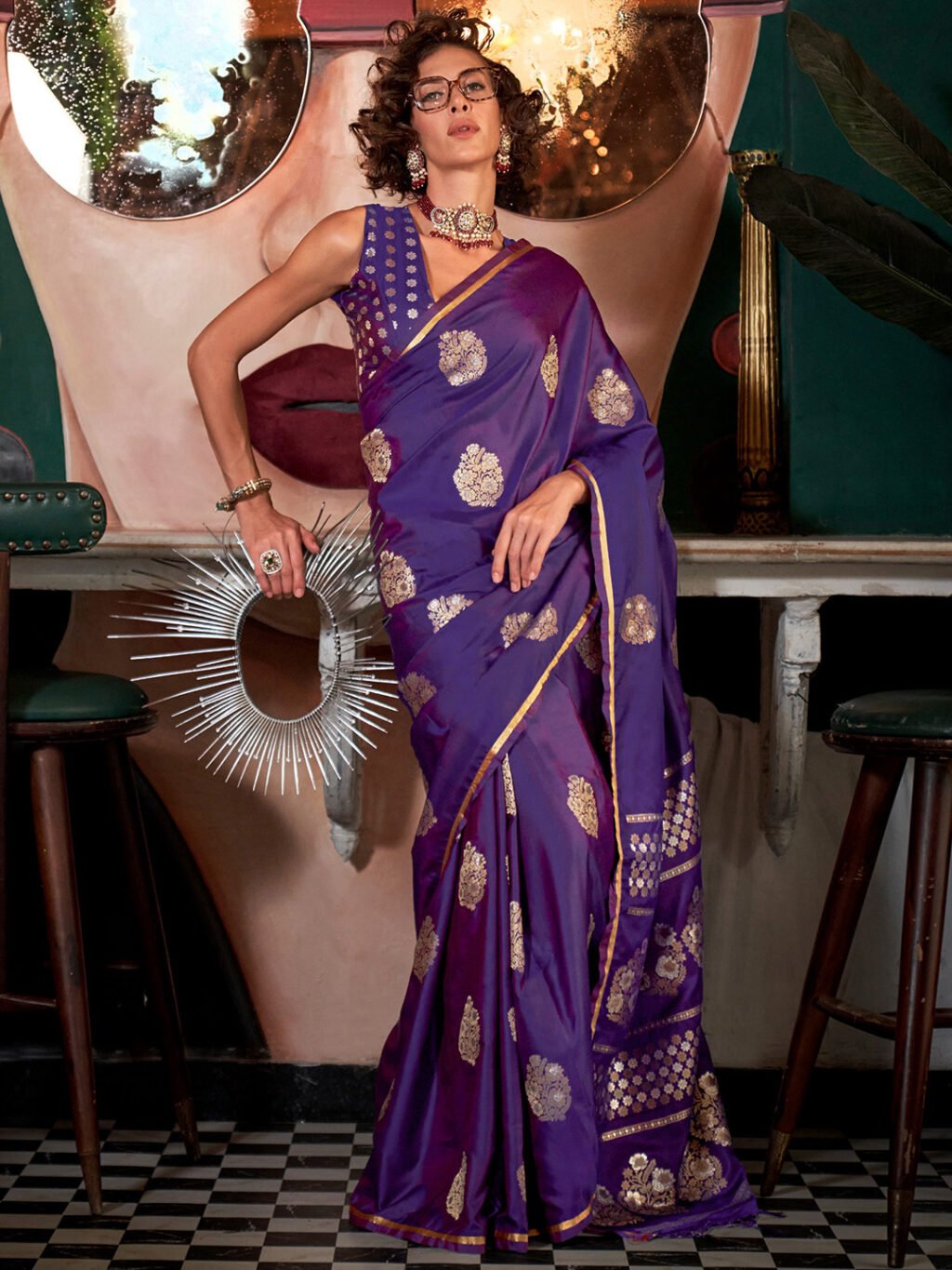 Image of Purple Silk Saree