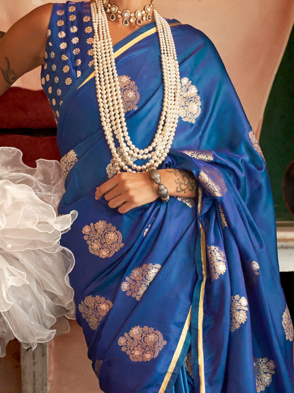 Blue Silk Saree - Image 4