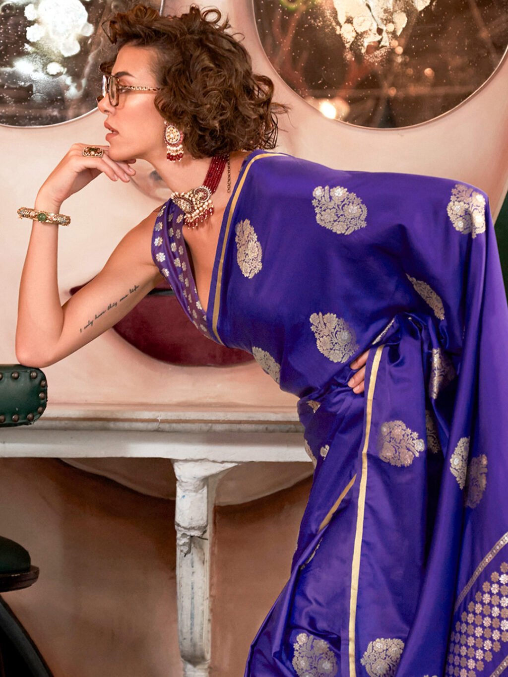 Purple Silk Saree - Image 3