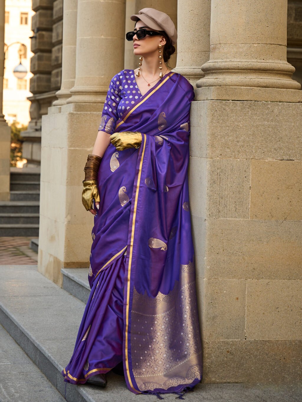 Image of Purple Silk Saree