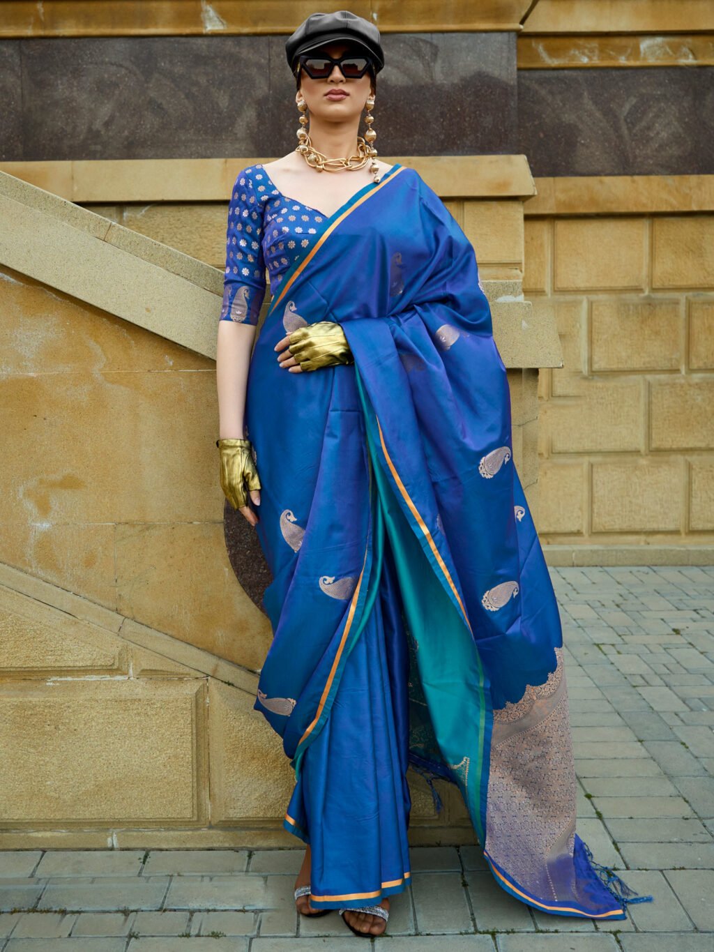 Image of Blue Silk Saree