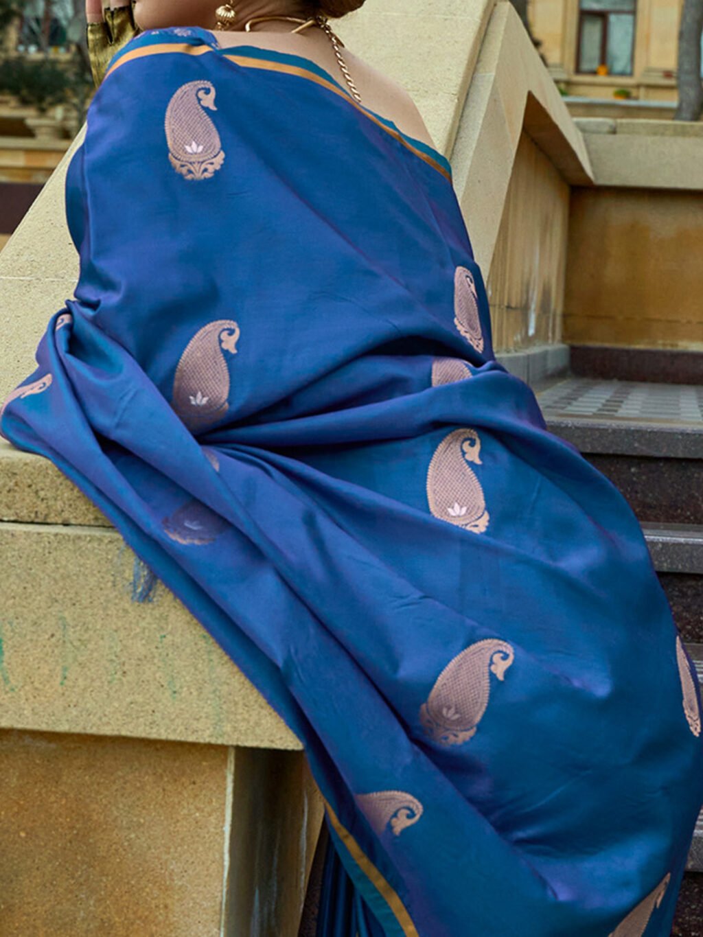 Blue Silk Saree - Image 4