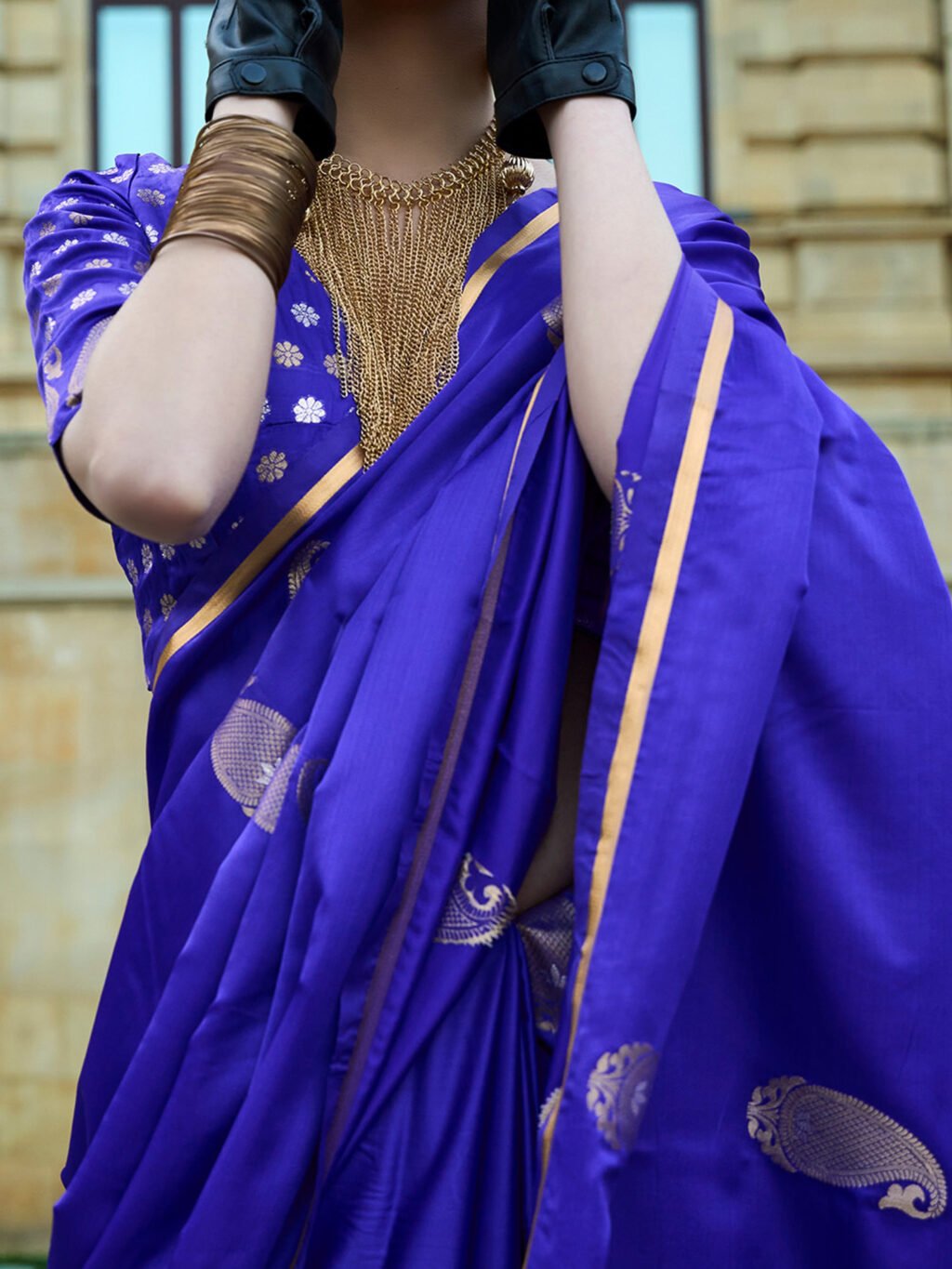 Purple Silk Saree - Image 4