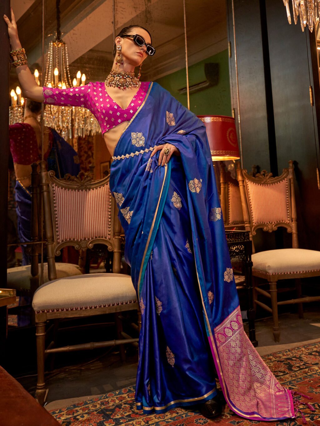 Image of Blue Silk Saree