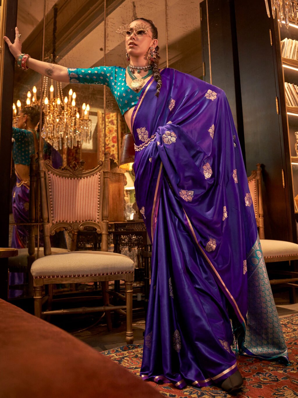 Image of Purple Silk Saree